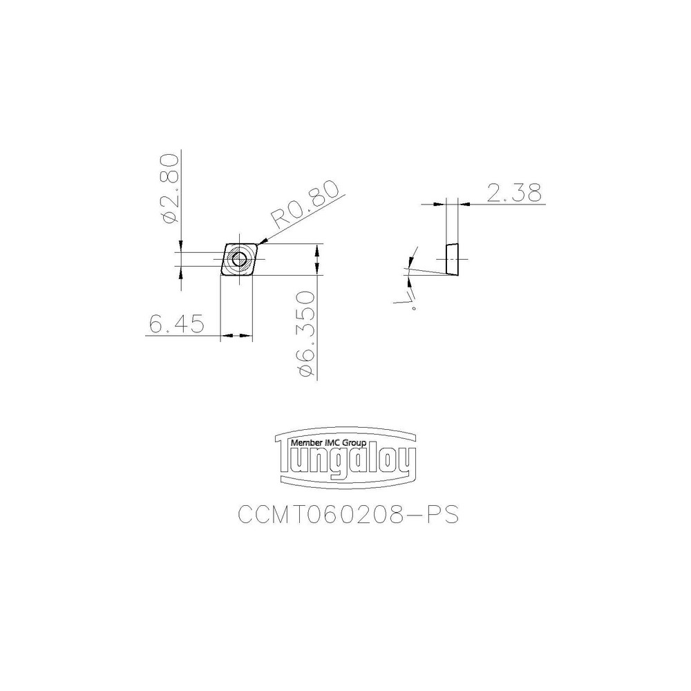 Tungaloy - Turning Insert: CCMT060208-PS T9215, Carbide | MSC Direct