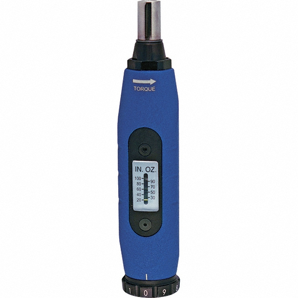 Torque Screwdriver: 3 to 15 in/lb Torque - 6.25" OAL, 1/4" Drive, Counterclockwise