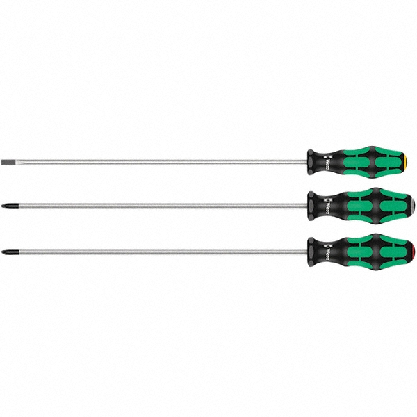 Screwdriver Set: 3 Pc, Phillips, Pozidriv & Slotted - Includes #2 Phillips, #2 Pozidriv, Slotted: 5.5