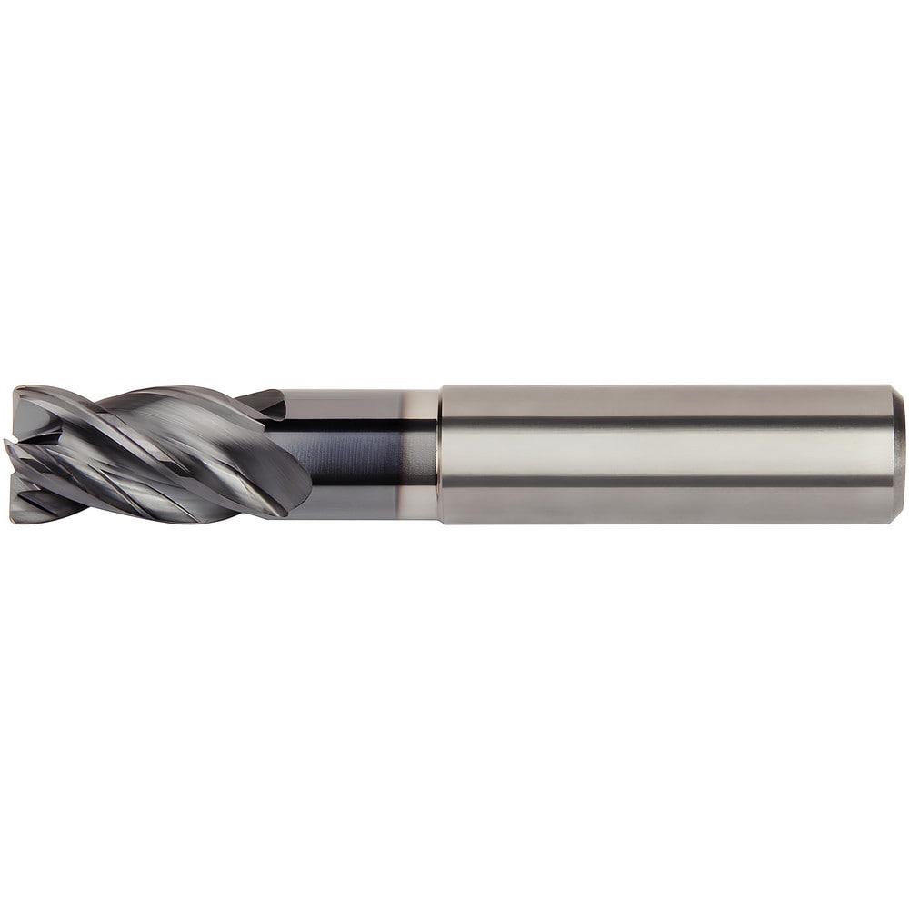Corner Radius End Mill: 4 mm Dia, 6 mm LOC, 0.25 mm Radius, 4 Flutes, Solid Carbide