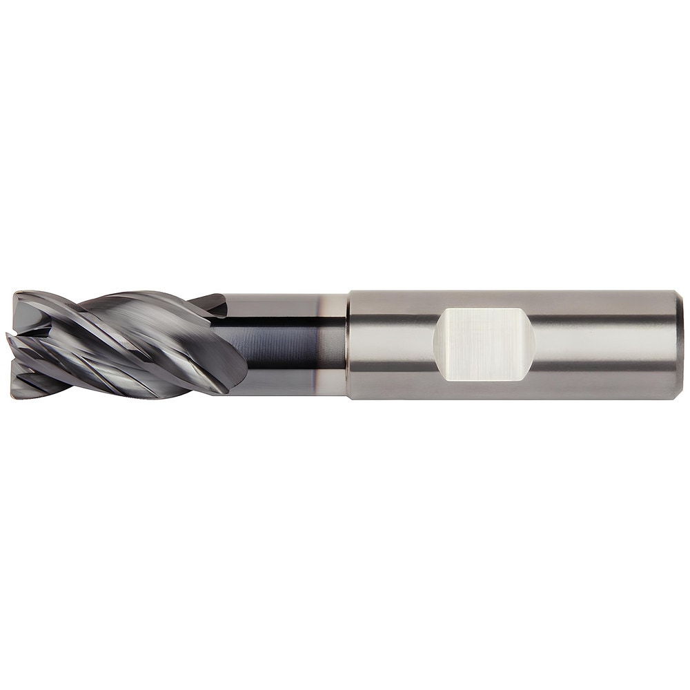 Corner Radius End Mill: 3/8" Dia, 1/2" LOC, 0.09" Radius, 4 Flutes, Solid Carbide