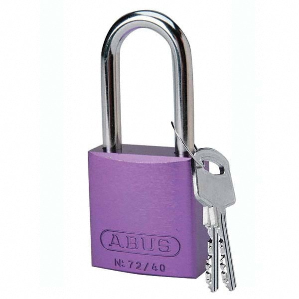 Lockout Padlock: Keyed Different, Aluminum, Aluminum Shackle, Purple