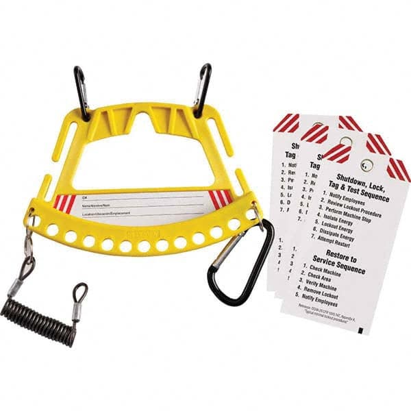 Lockout Centers & Stations; Equipped or Empty: Empty ; Maximum Number of Locks: 12 ; Station Material: Fiberglass Reinforced Nylon ; Board Coating: None ; Color: Yellow ; Language: English; Spanish; French