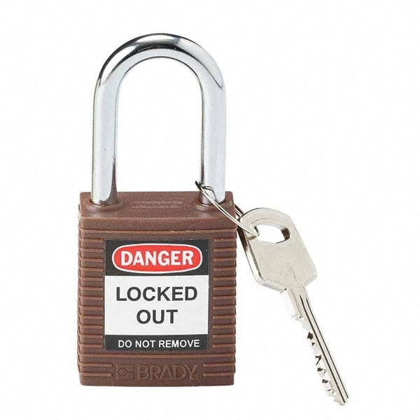 Lockout Padlock: Keyed Different, Key Retaining, Nylon, Nylon Shackle, Brown