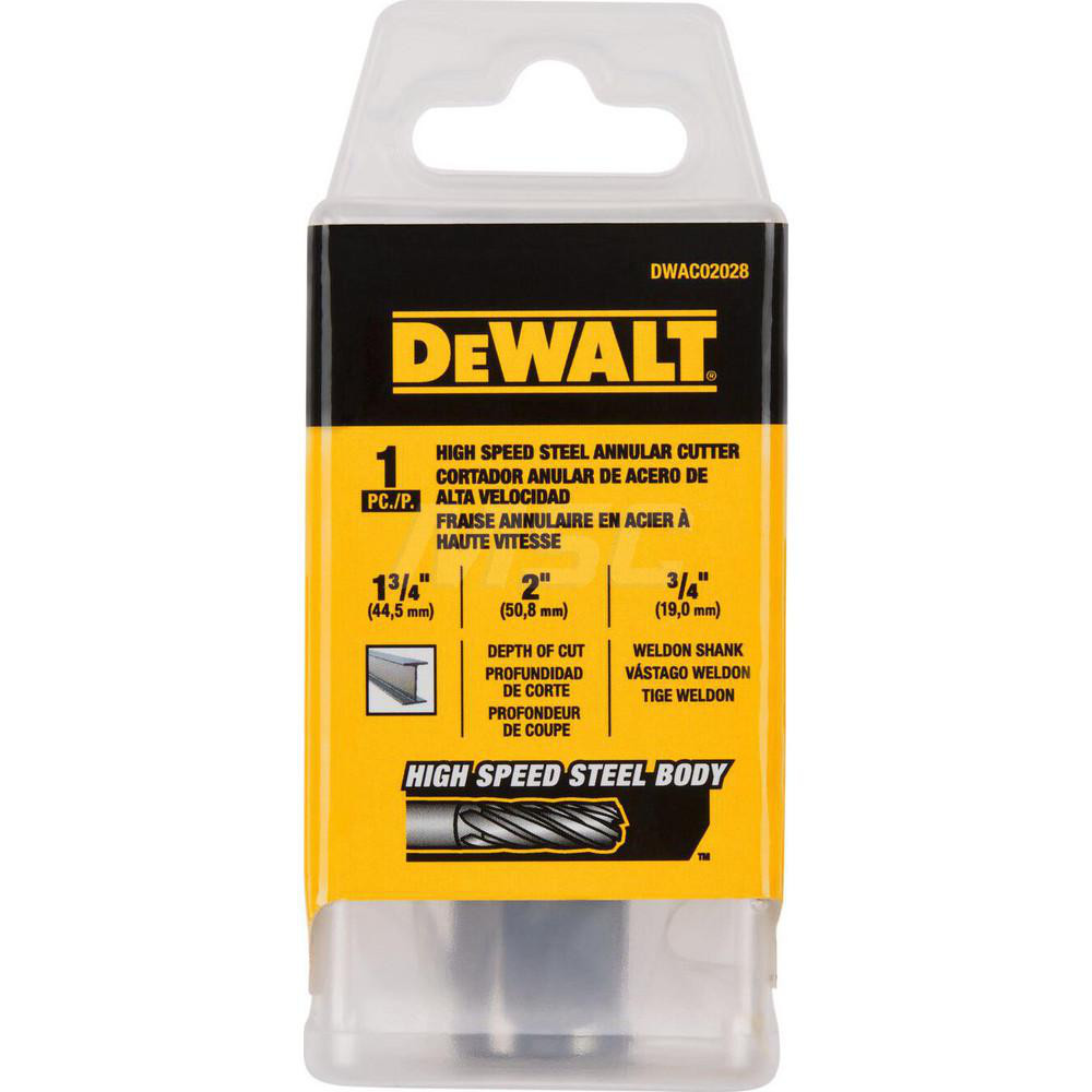 DeWALT Annular Cutter 13/4" Dia, 2" Depth of Cut, High Speed Steel
