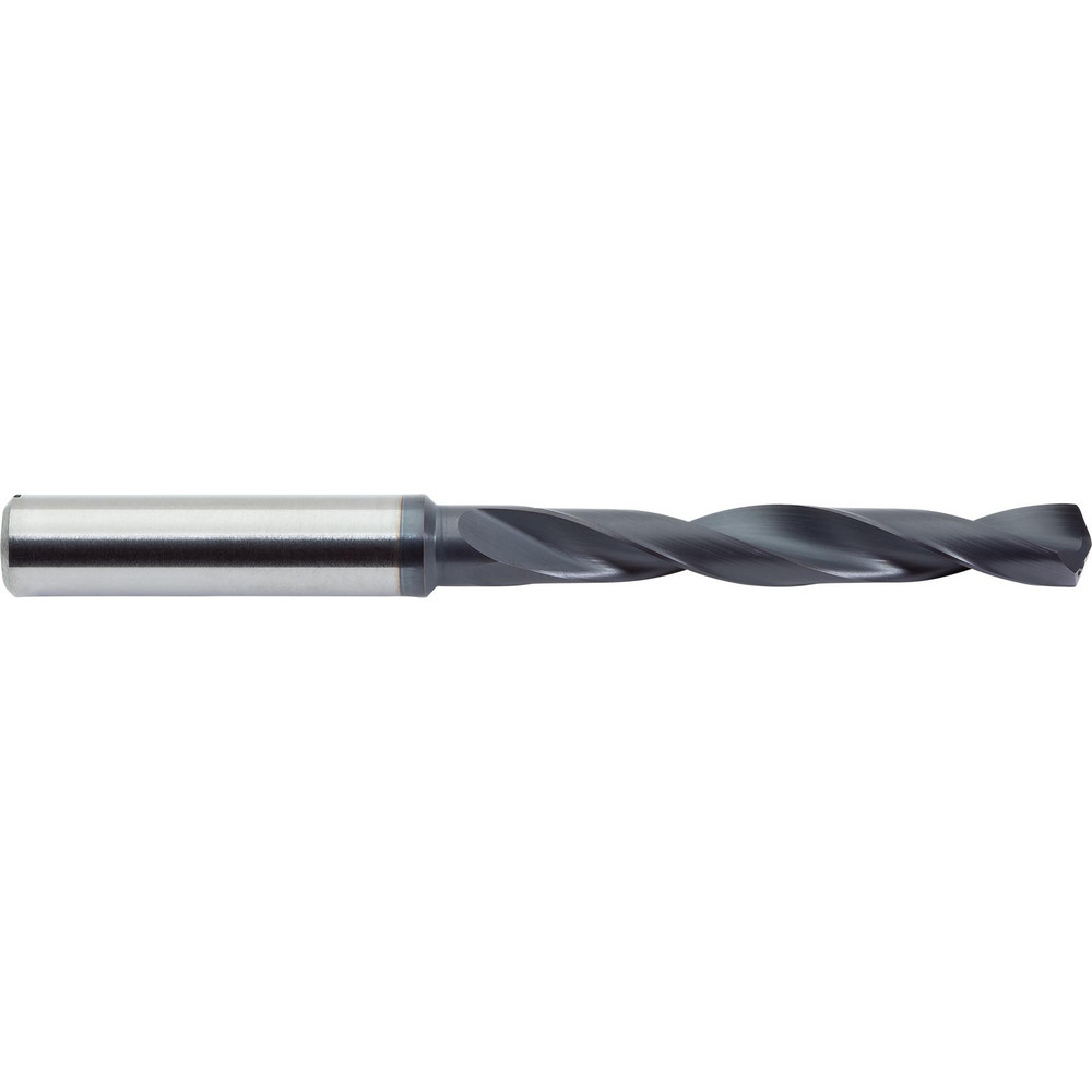 Jobber Length Drill Bit: 5/16" (0.3125) Dia, 140 deg, Solid Carbide - AlTiN Finish, 3.5827" OAL, Right Hand Cut, Helical Flute, Straight Shank, Series HPDCR