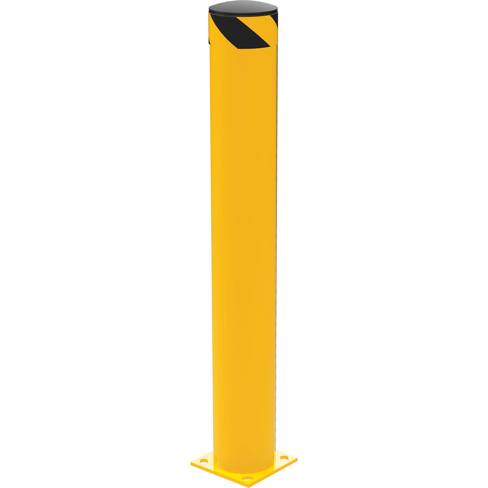 Round Pipe Safety Bollard  - Steel, Yellow 