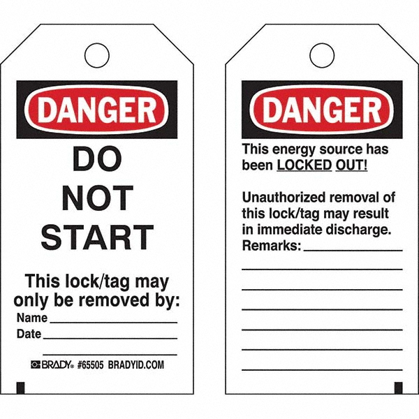 Do Not Operate Tag: 5-3/4" High, 3" Wide, Polyester, "DANGER" - English