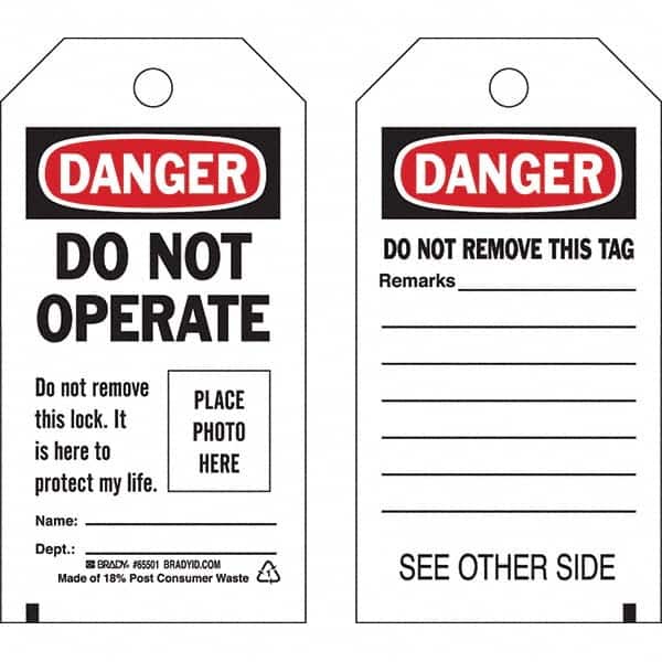 Lockout Tag: Rectangle, Polyester, "Danger"
