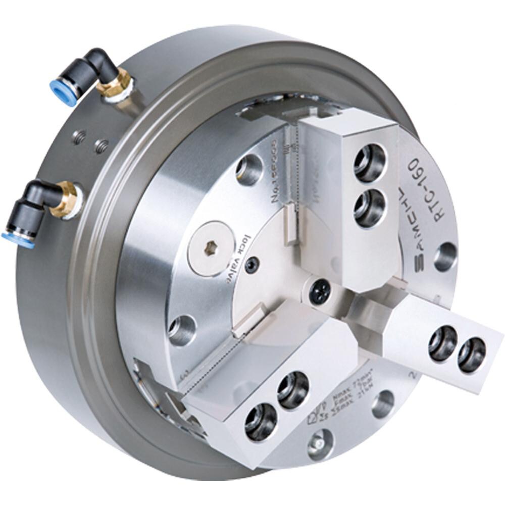 Air Power Lathe Chuck: 260 mm Dia, 3 Jaws, Plain Back Mount
