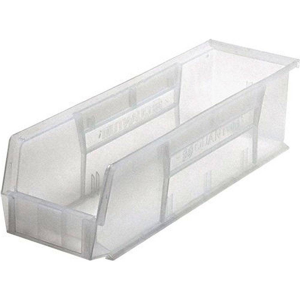 Quantum Storage Plastic Hang & Stack Bin: Clear - Clear, Polypropylene, 50 Lb Capacity | 12-Pack | 12-Pack | Part #QUS238CL