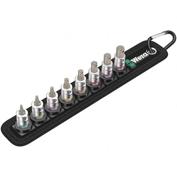 Hex Bit Socket Set: 1/4" Drive, 8 Pc, 2 to 8 mm Hex