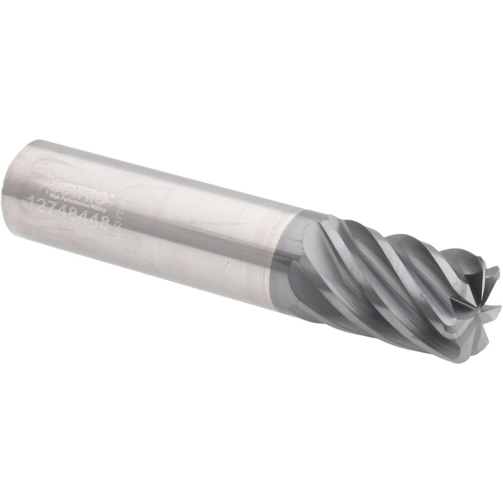 Corner Radius End Mill: 1/2" Dia, 3/4" LOC, 38 deg Helix, Corner Radius End,   Series HS