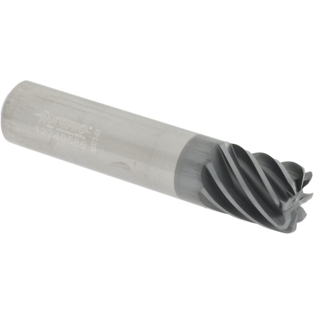 Accupro 6504105 Corner Radius End Mill: 5/8" Dia, 3/4" LOC, 0.06" Radius, 8 Flutes, Solid Carbide 