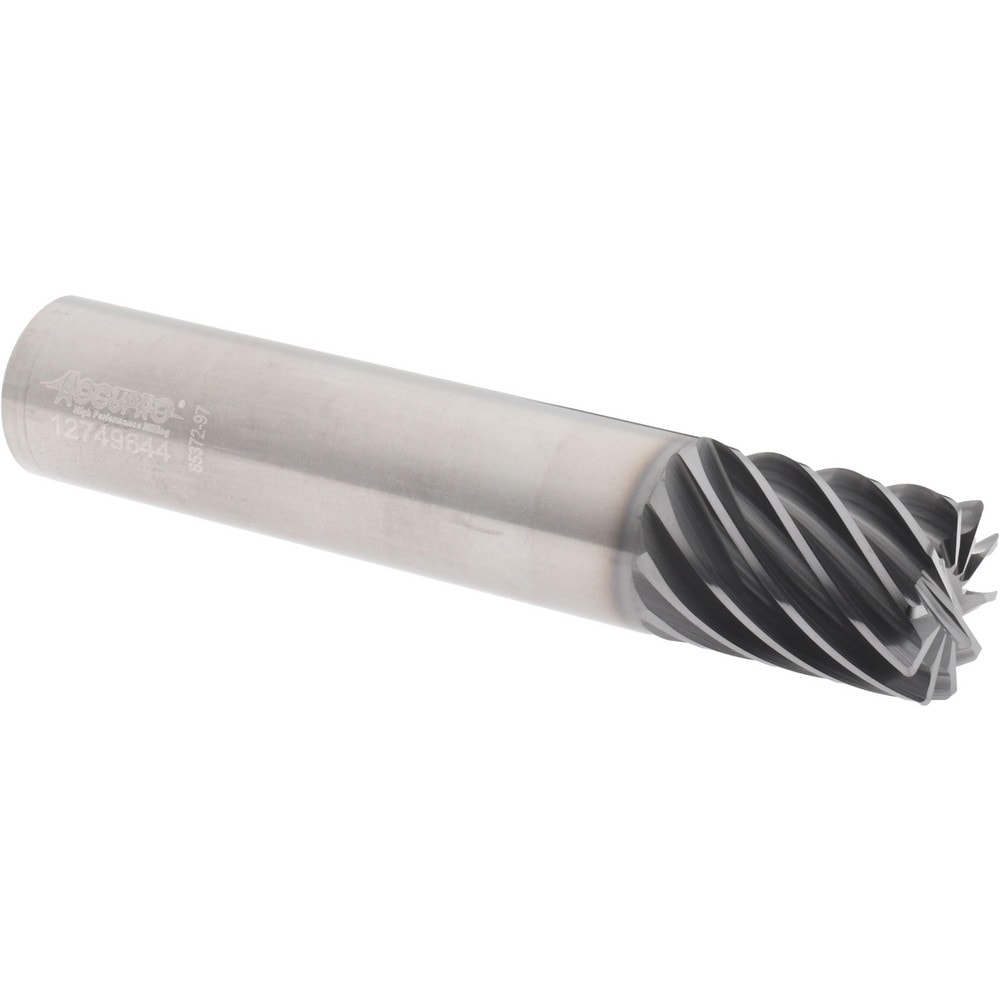 Corner Radius End Mill: 3/4" Dia, 1" LOC, 0.0300" Radius, 10 Flute, Solid Carbide