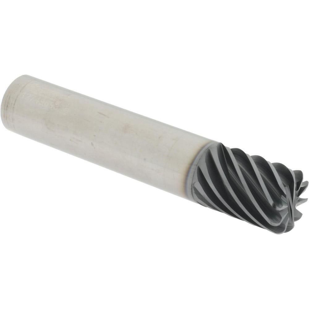 Corner Radius End Mill: 3/4" Dia, 1" LOC, 0.0900" Radius, 10 Flute, Solid Carbide