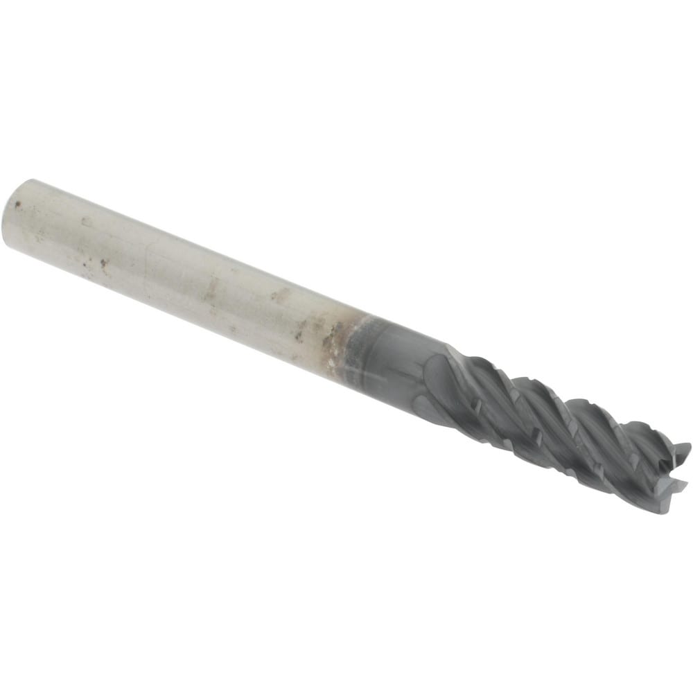 Corner Radius End Mill: 1/4" Dia, 3/4" LOC, 38 deg Helix, Corner Radius End, Centercutting Series HS