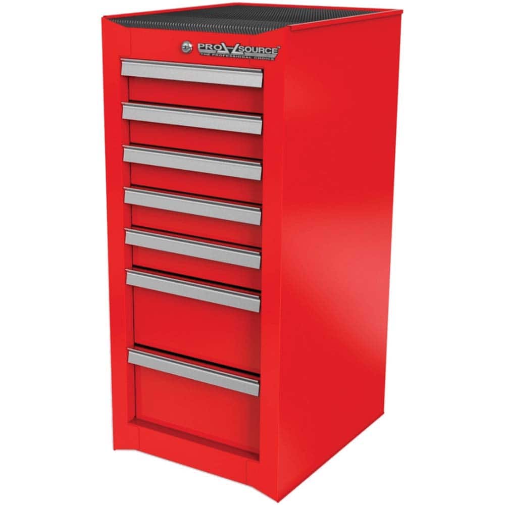 Side Cabinet: 7 Drawer, Red, Steel
