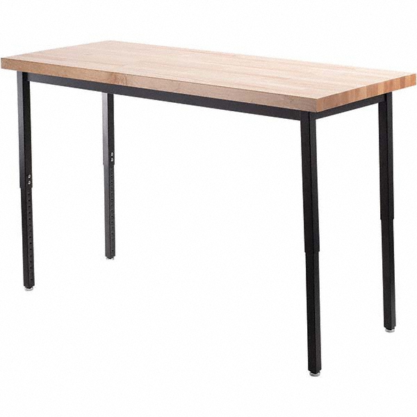 National Public Seating Utility Table Black & Maple Table Top, 72
