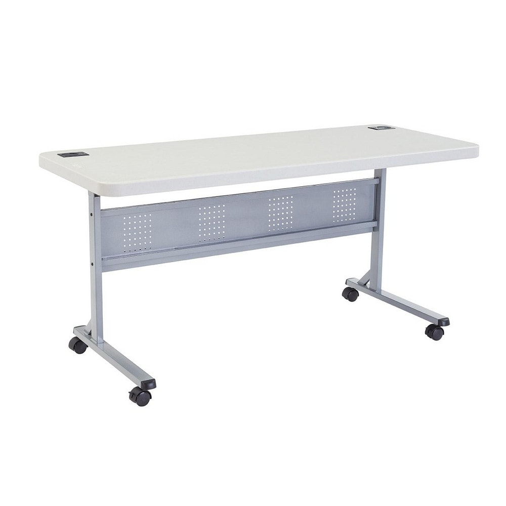 Folding Tables; Overall Length: 60in ; Overall Width: 24in ; Foot Type: Caster ; Top Color: Gray ; Frame Material: Steel ; Frame Finish: Powder Coated