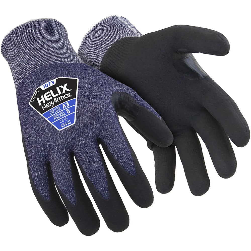 Cut-Resistant Gloves: Size 2XS, ANSI Cut A3, Nitrile, HPPE