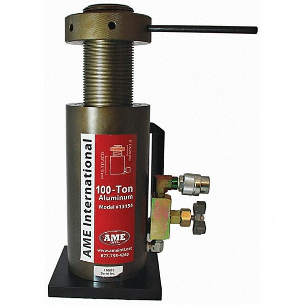 Portable Hydraulic Cylinder: Single Acting, 15.6 cu in Oil Capacity