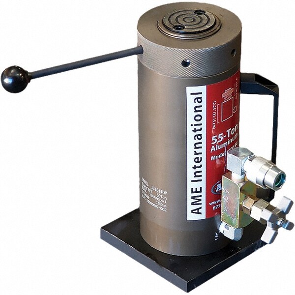 Portable Hydraulic Cylinder: Single Acting, 13.2 cu in Oil Capacity