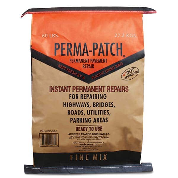 Perma-Patch PP-60-F Drywall & Hard Surface Compounds; Product Type: Asphalt Patch ; Color: Black ; Container Size: 60 lb ; Container Type: Bag ; Composition: Asphalt Concrete ; VOC Content (g/L): 0 g/L 