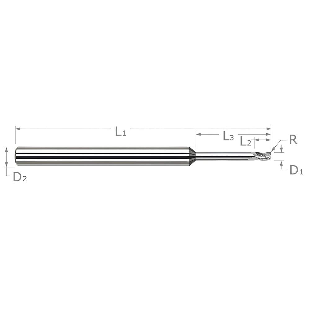 Harvey Tool - Corner Radius End Mill: 0.0250