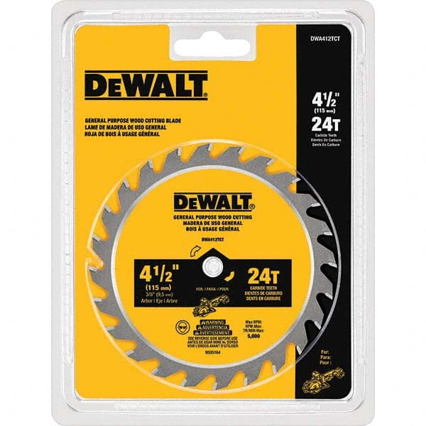 DeWALT Wet  Dry Cut Saw Blade: 4-1/2″ Dia, 3/8″ Arbor Hole, 24 Teeth  13012661 MSC Industrial Supply