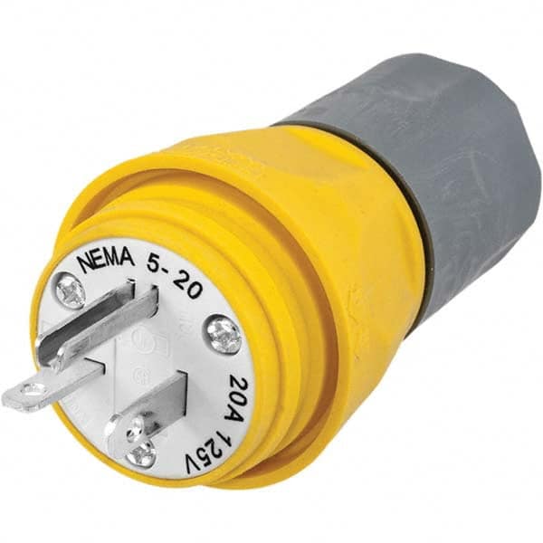 Hubbell Wiring Device-Kellems HBL14W33A Straight Blade Plug: Industrial, 5-20P, 125VAC, Yellow 