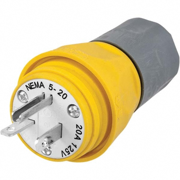 Hubbell Wiring Device-Kellems HBL14W33A Straight Blade Plug: Industrial, 5-20P, 125VAC, Yellow Image