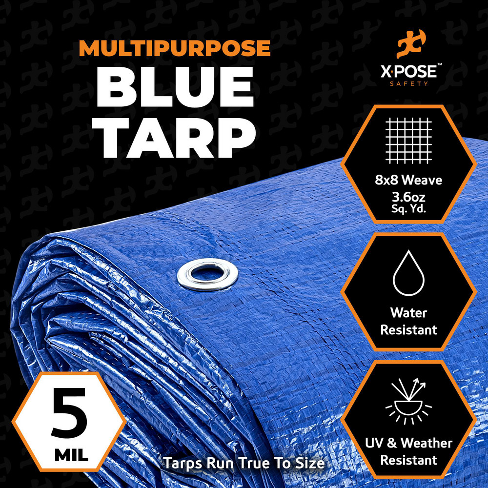 Xpose Safety - Tarp/Dust Cover: Blue, Rectangle, Polyethylene, 20