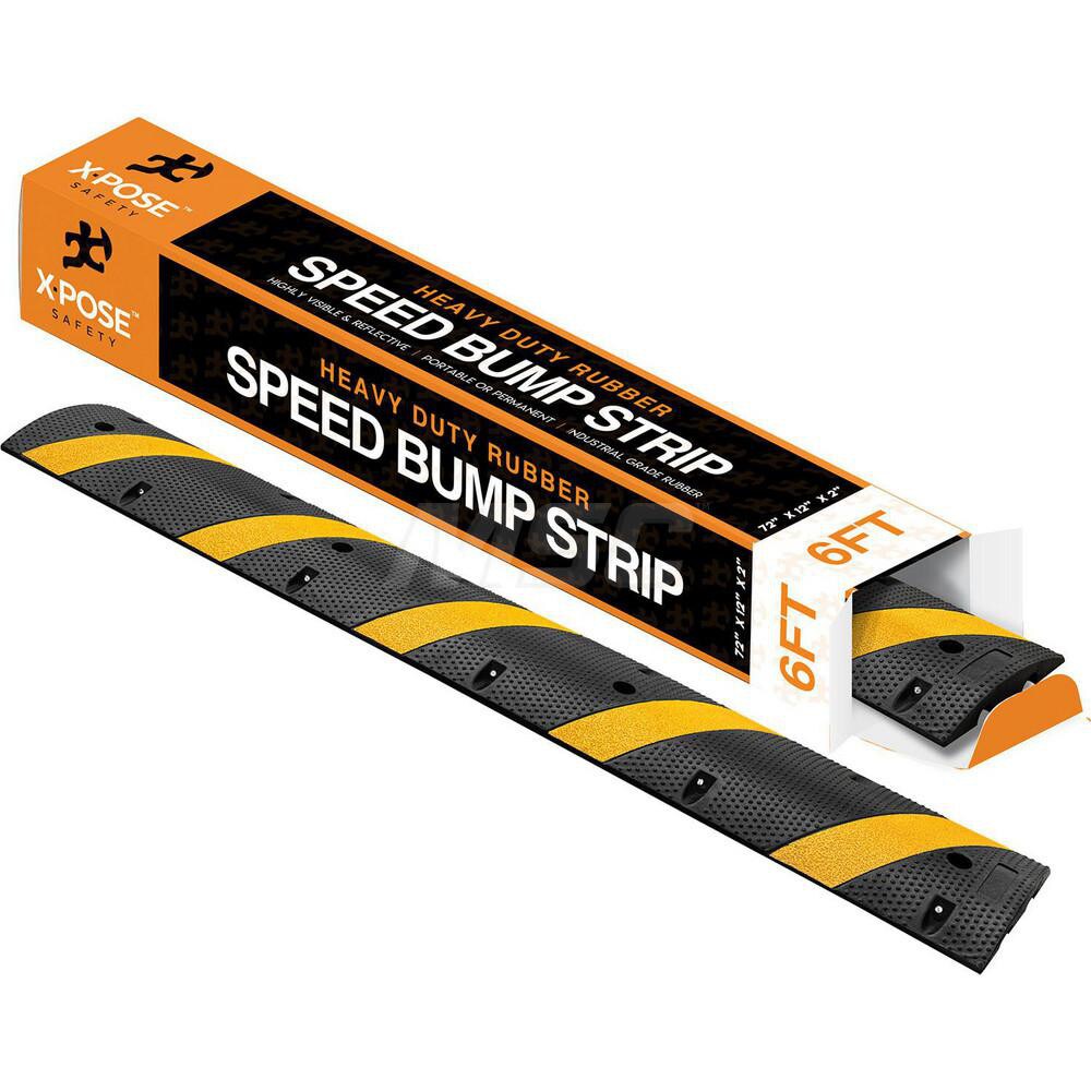 72" Long x 12" Wide x 2" High Rubber Spike-Mount Speed Bump