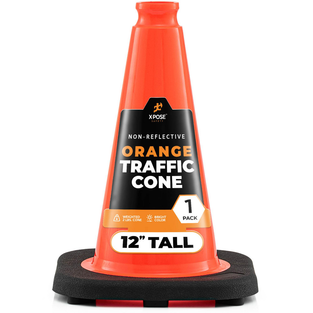Cone with Base: Polyvinylchloride, 12" OAH, Orange - Recycled Polyvinyl Chloride Base