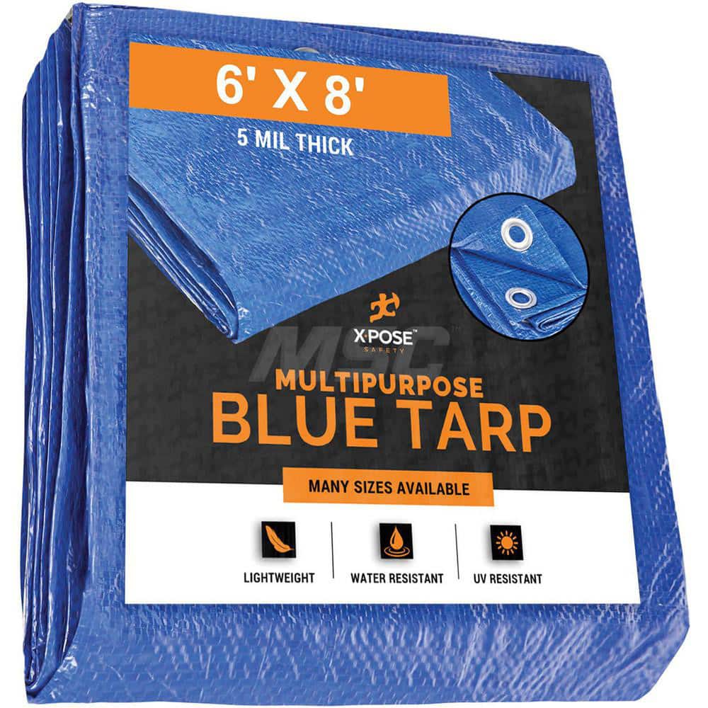 Tarp/Dust Cover: Blue, Rectangle, Polyethylene, 8' Long x 6' Wide, 5 mil