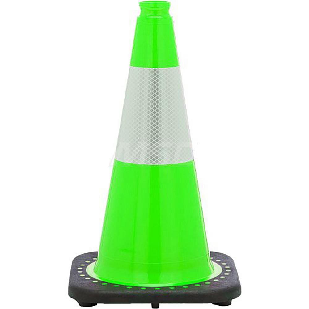 Green Traffic Cone with Base &  Reflective Bands