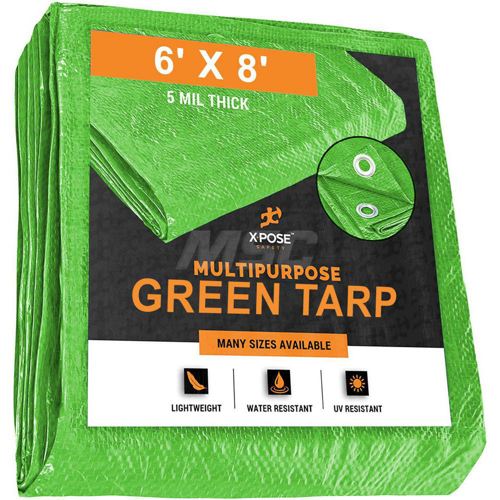 Xpose Safety Tarp/Dust Cover Green, Rectangle, Polyethylene, 8' Long