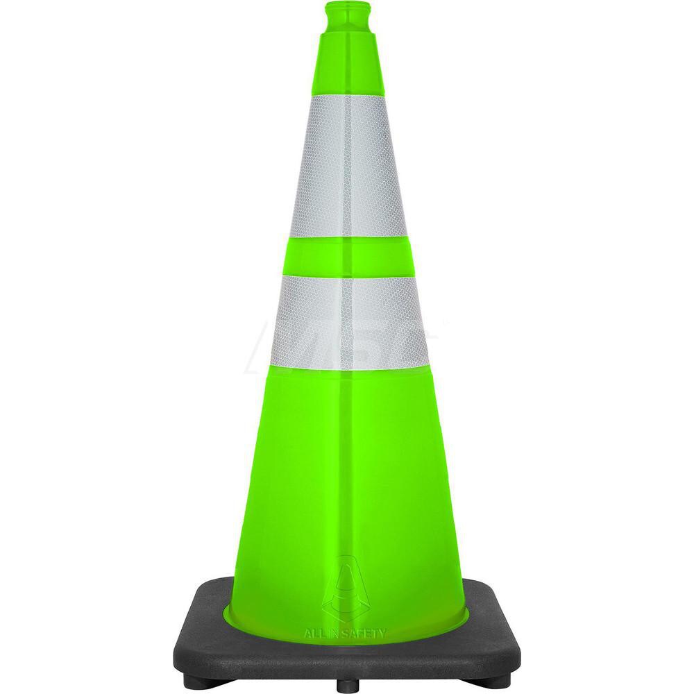 Green Traffic Cone with Base &  Reflective Bands