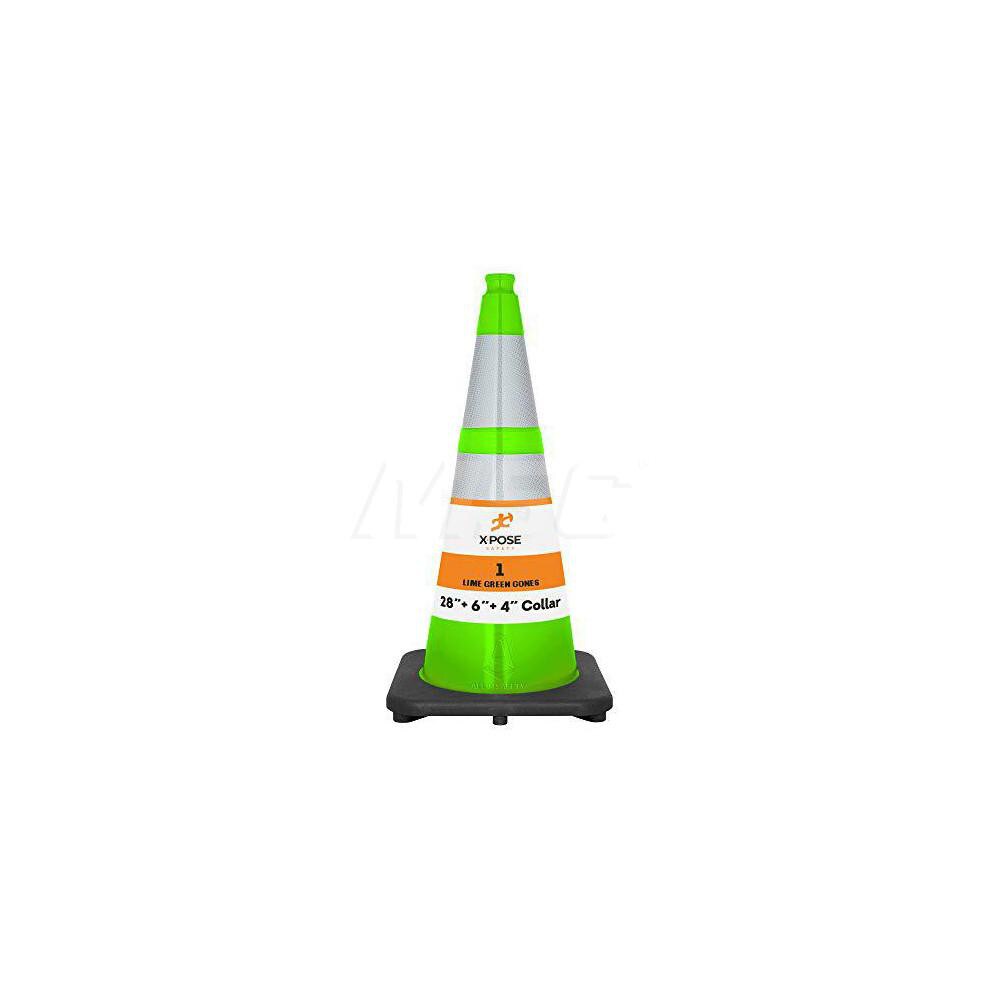 Green Traffic Cone with Base &  Reflective Bands