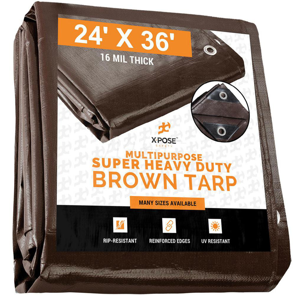 Xpose Safety Tarp/Dust Cover Brown, Rectangle, Polyethylene, 36