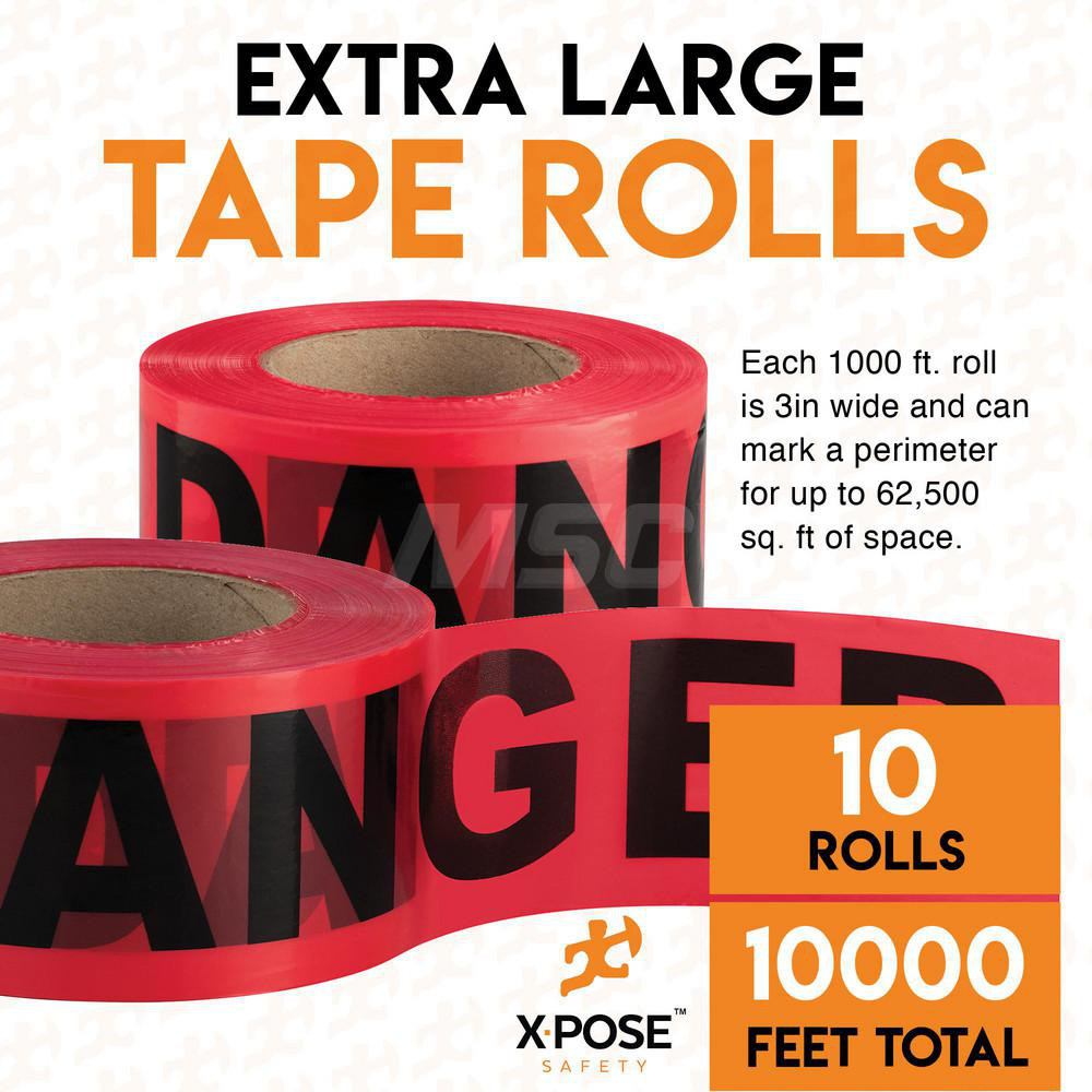 Xpose Safety Barricade Tape Red, Message" Danger Tape", 1000.00