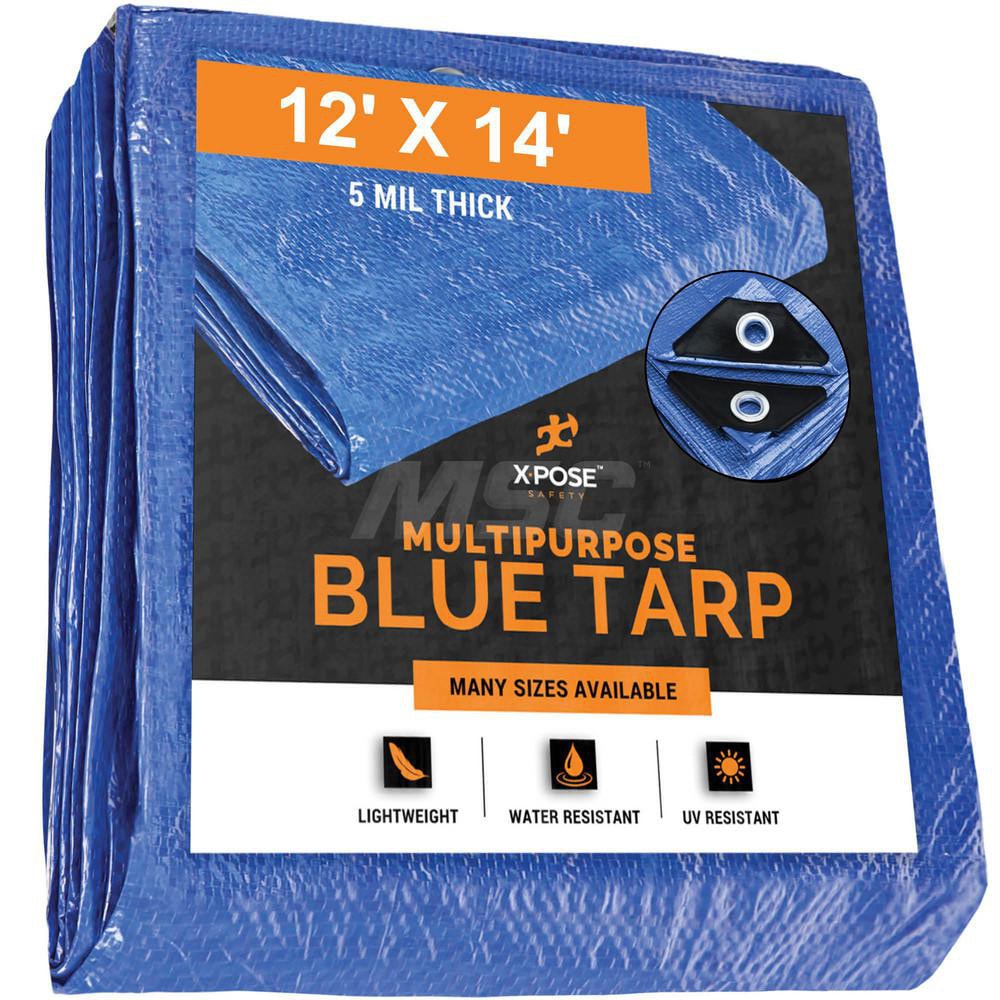 Tarp/Dust Cover: Blue, Rectangle, Polyethylene, 14' Long x 12' Wide, 5 mil