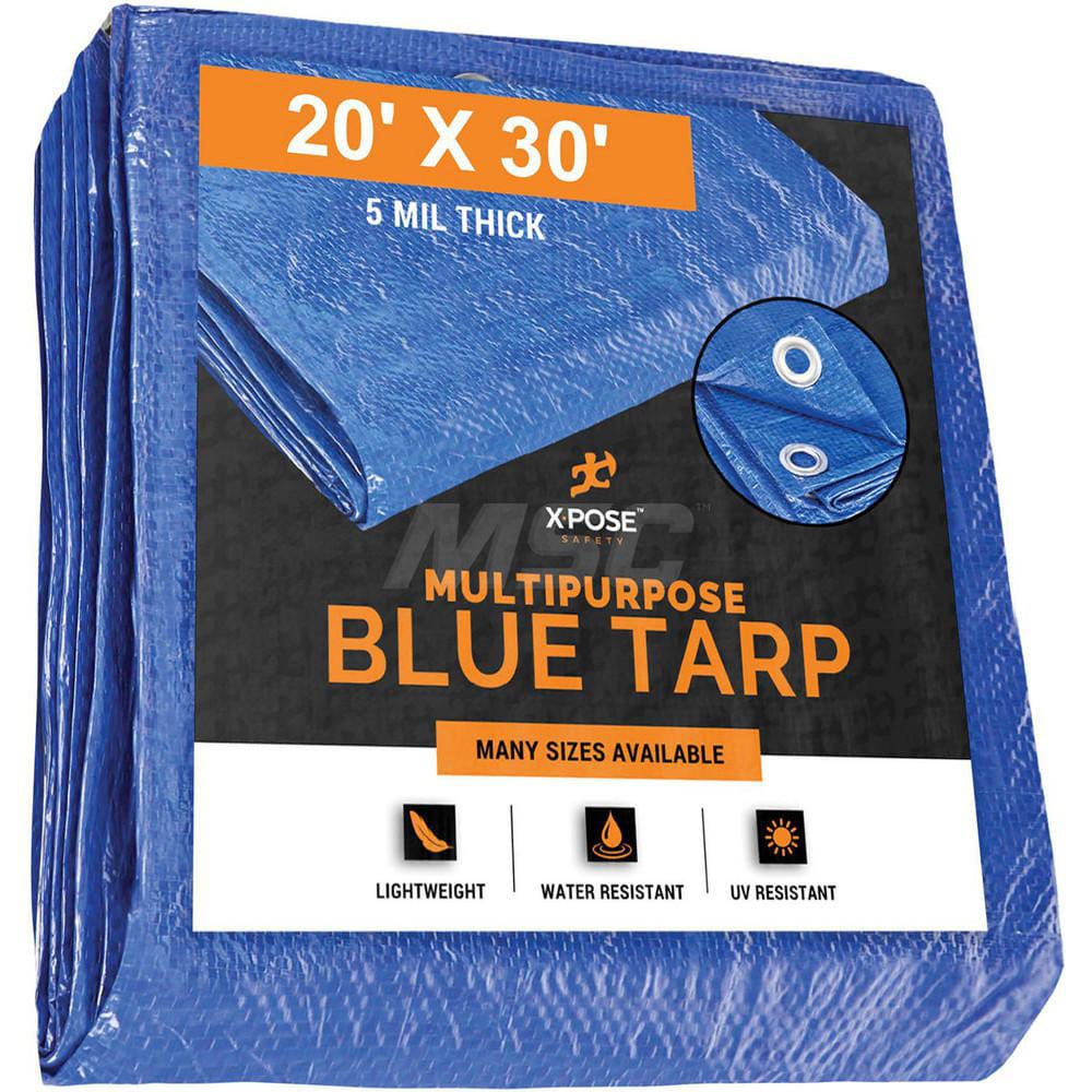 Tarp/Dust Cover: Blue, Rectangle, Polyethylene, 30' Long x 20' Wide, 5 mil