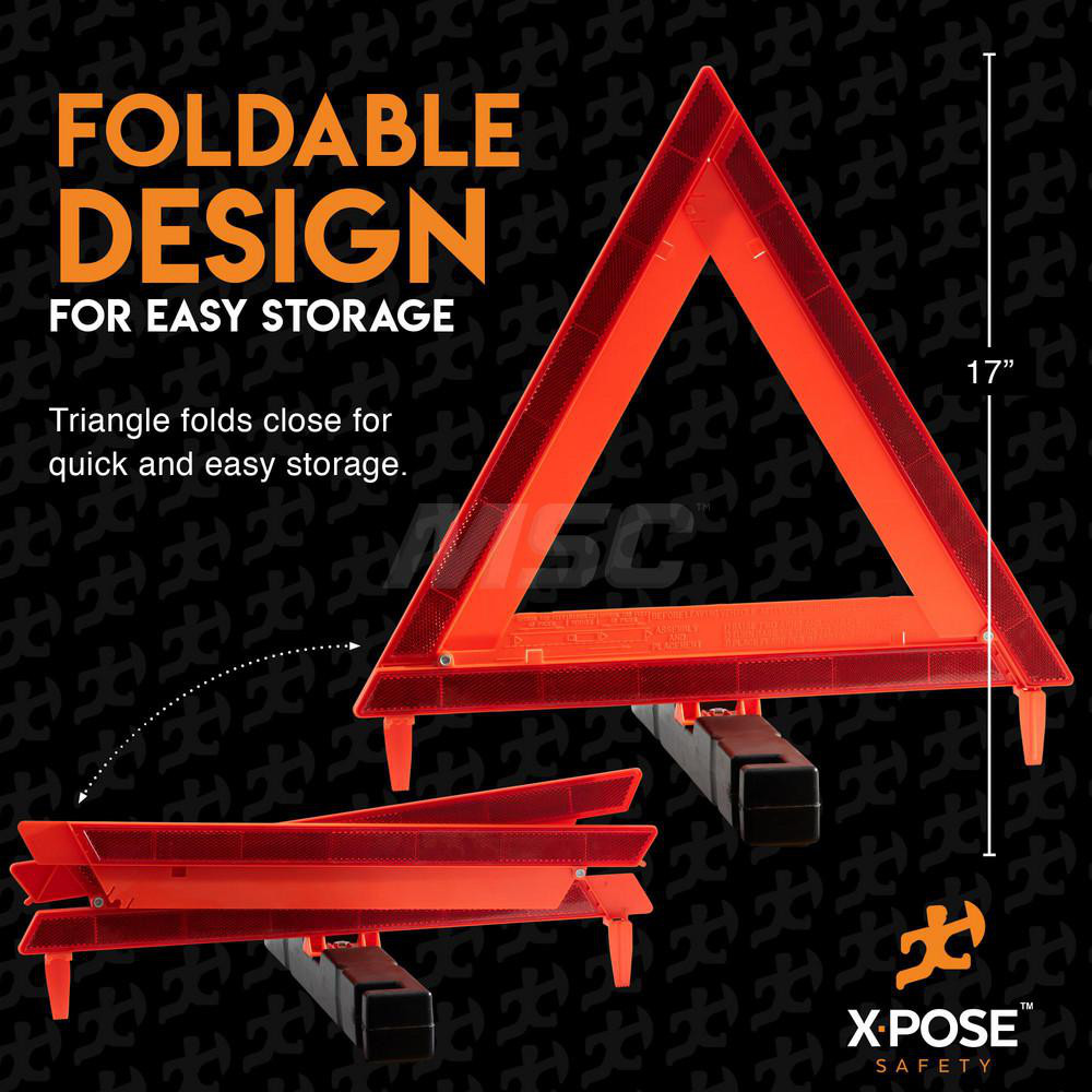 Xpose Safety 4 Pc Emergency Warning Triangle Highway Safety Kit MSC