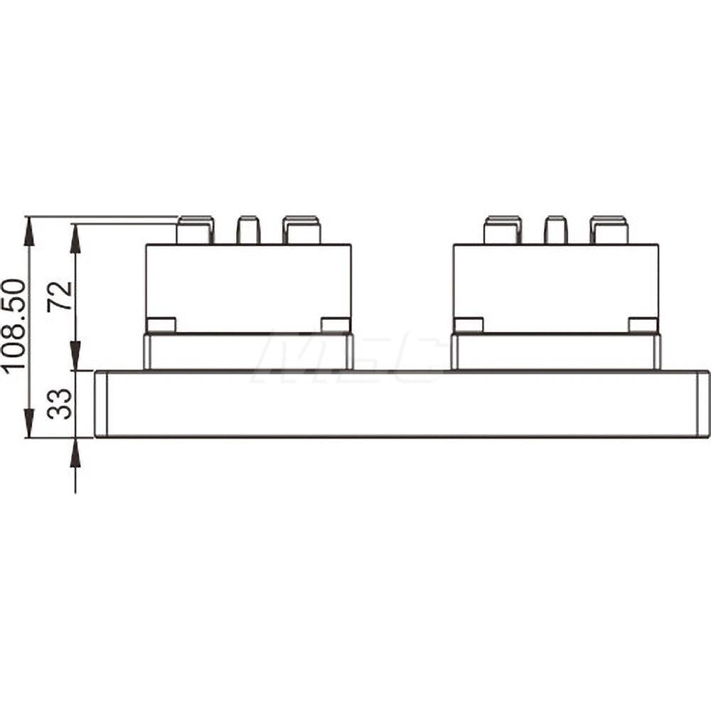 EDM Chucks; Chuck Size: 300mm x 102mm x 108.5mm ; System Compatibility: System 3R; Macro ; Actuation Type: Pneumatic ; Material: Stainless Steel ; CNC Base: Yes ; EDM Base: No