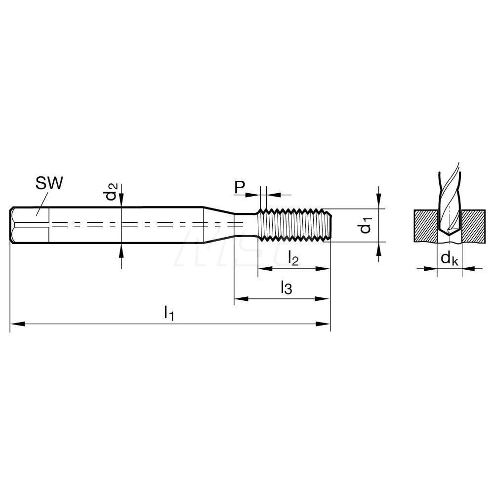 Guhring - Thread Forming Tap: M8x1.25 DIN, 6HX Class of Fit, 2 to 3P ...