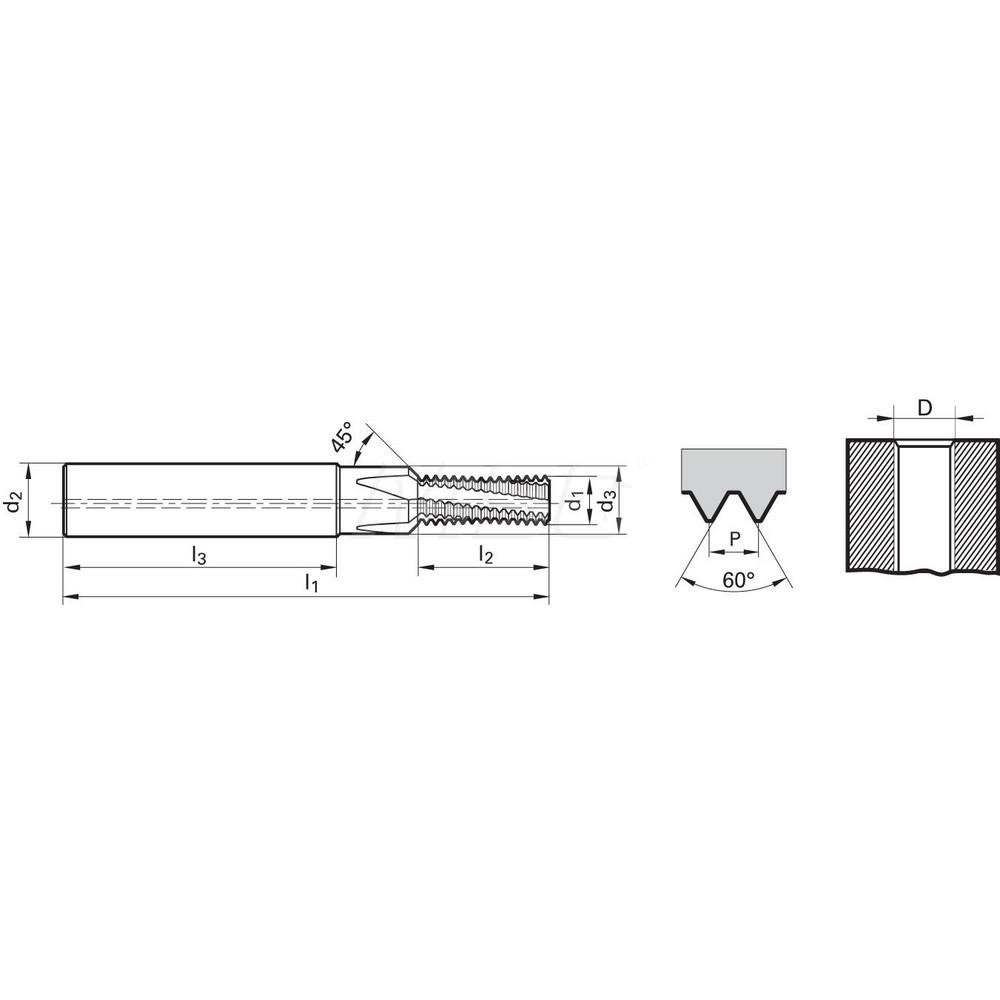 Guhring Helical Flute Thread Mill M14x1.5, 4 Flute, 16.00 mm Shank
