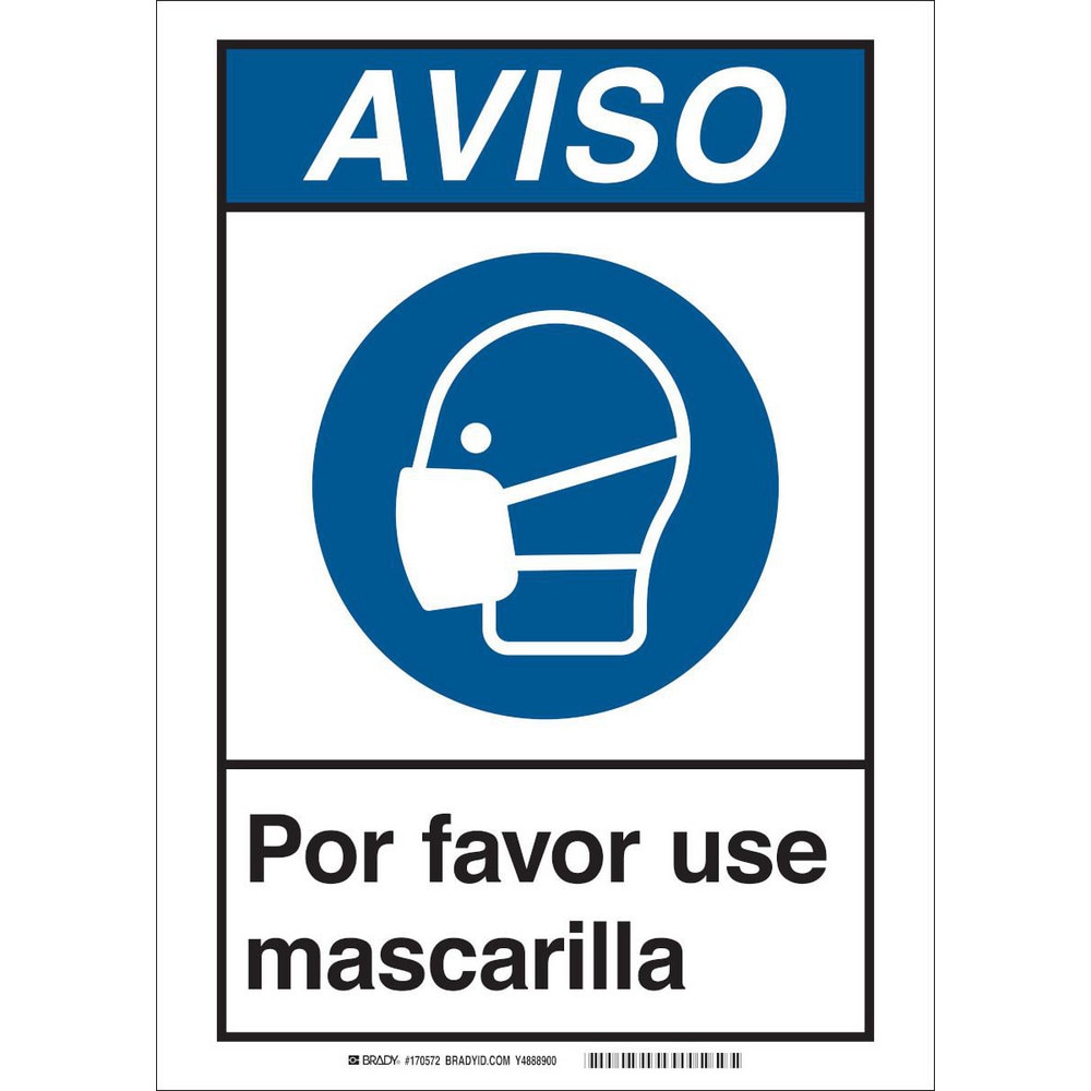 COVID-19 Sign: Rectangle, "AVISO, POR FAVOR USE MASCARILLA"