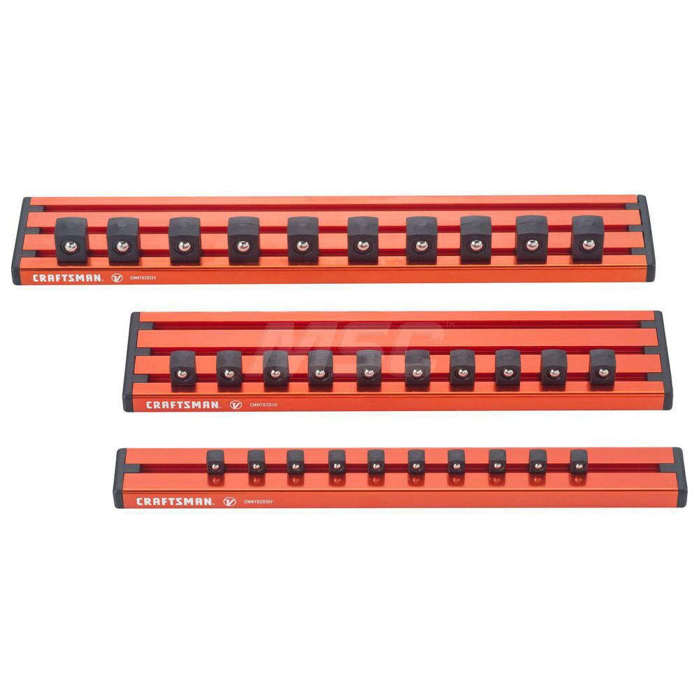 Socket Holders & Trays; Type: Socket Rails ; Drive Size: 3/8 ; Holds Number of Pieces: 10 ; Color: Orange ; Depth (Inch): 10